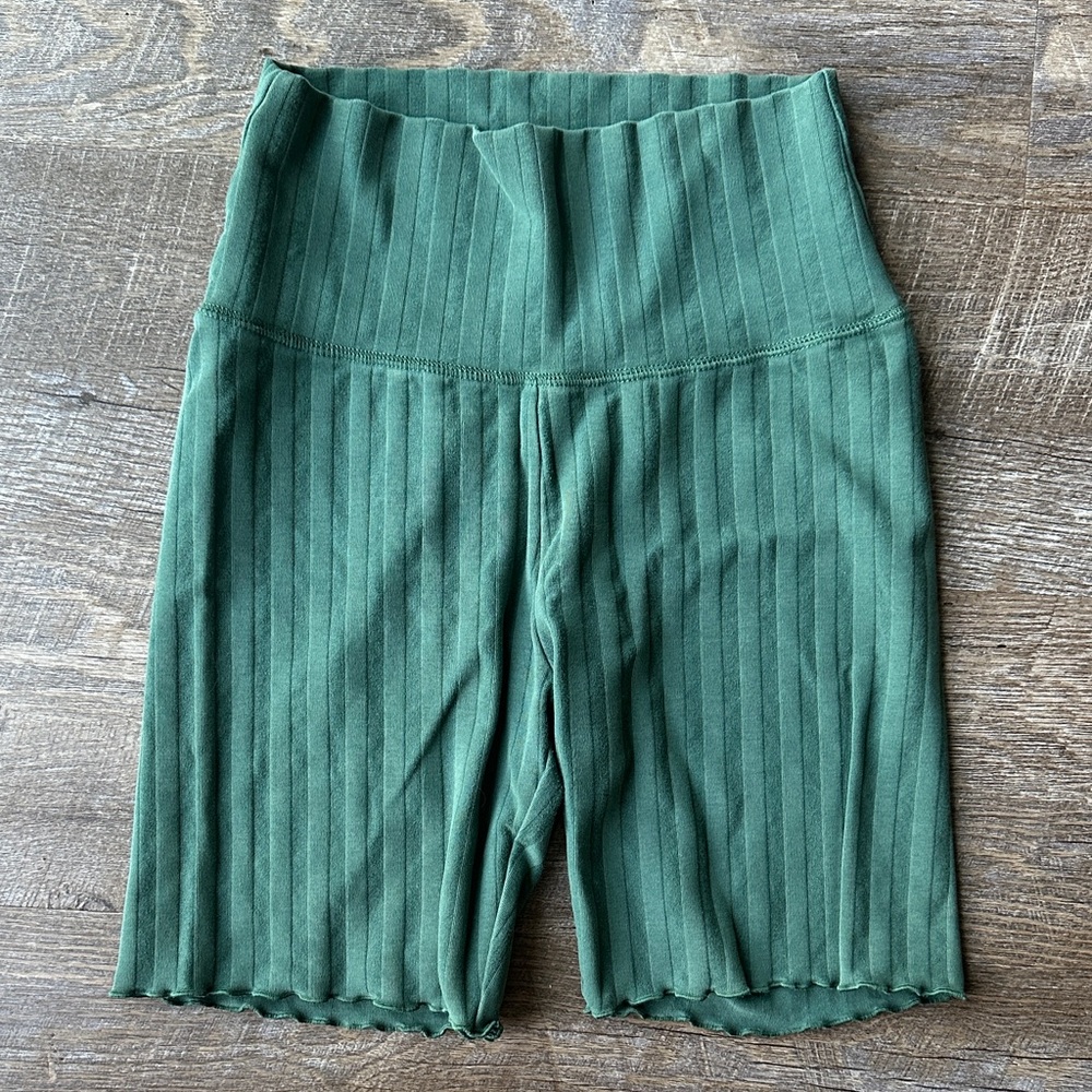 Aerie High Waist Ribbed Forest Shorts